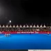 Image: Rajgir Hockey Stadium under lights, packed with fans or in dramatic twilight. Asia cup 2025
