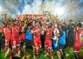 Kannur Warriors lift the trophy ahead of Super League Kerala 2026